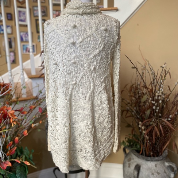 Anthropologie Knitted & Knotted XS Ivory Open Knit Cardigan. - Picture 3 of 6